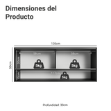 Alacena para Cocina 120 cm 2 Puertas Corredizas de Vidrio Esmerilado e 1 Nicho Negro Madesa
