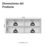 Alacena 120 cm 2 Puertas de con Blanco Pieta Madesa