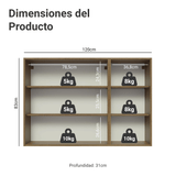 Alacena Cocina 120 cm 3 Puertas Marrón/Gris Lux Madesa