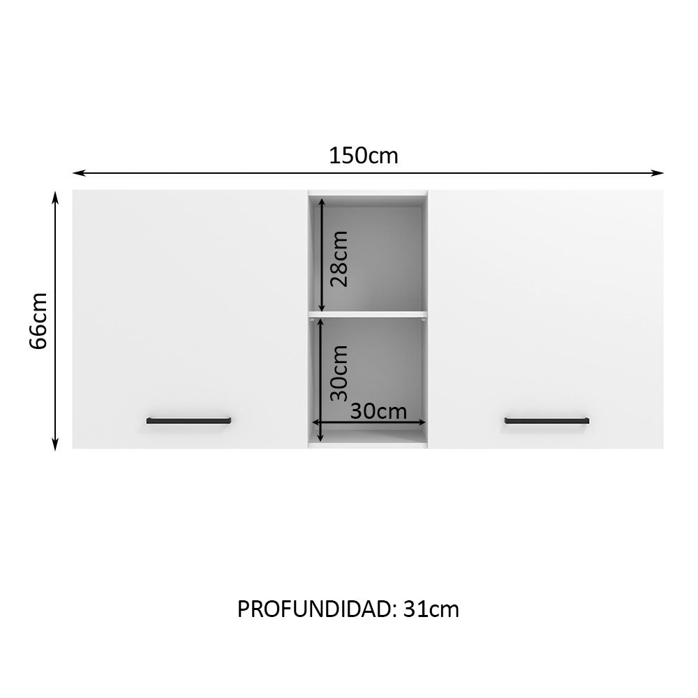 Alacena 150 cm 2 Puertas y 2 Nichos Agata Blanco