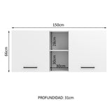 Alacena 150 cm 2 Puertas y 2 Nichos Agata Blanco