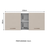 Alacena 150 cm 2 Puertas 2 Nichos Agata Blanco/Crema