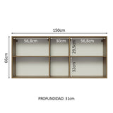 Alacena 150 cm 2 Puertas y 2 Nichos Glamy Marrón