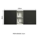 Alacena 150 cm 2 Puertas Agata Blanco/Negro