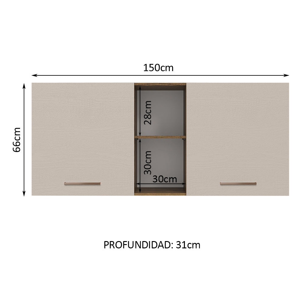 Alacena 150 cm 2 Puertas y 2 Nichos Marrón/Crema Agata Madesa