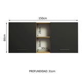 Alacena 150 cm 2 Puertas Agata Marrón/Negro