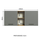 Alacena 150 cm 2 Puertas Agata Marrón/Gris