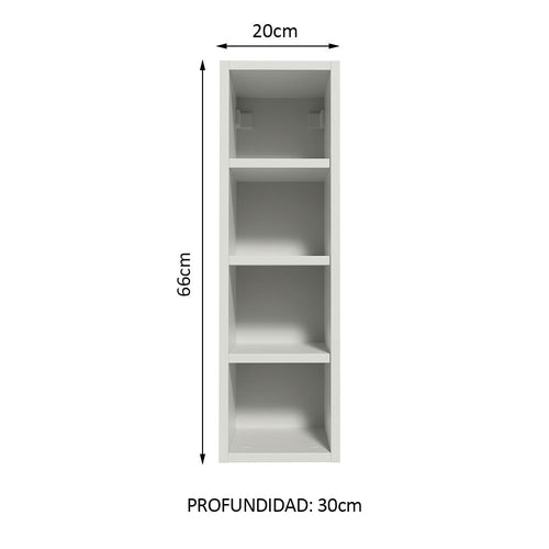 Alacena 20 cm Porta Botellas 4 Nichos Blanco Línea Estándar Madesa