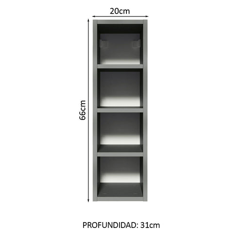 Alacena 20 cm Porta Botellas 4 Nichos Gris Nice Madesa