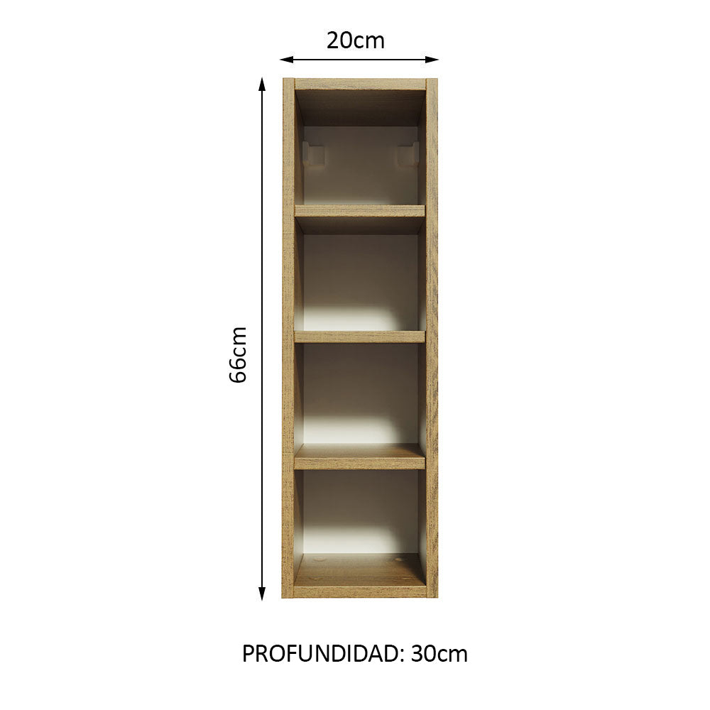 Alacena 20 cm Porta Botellas 4 Nichos Marrón Línea Estándar Madesa