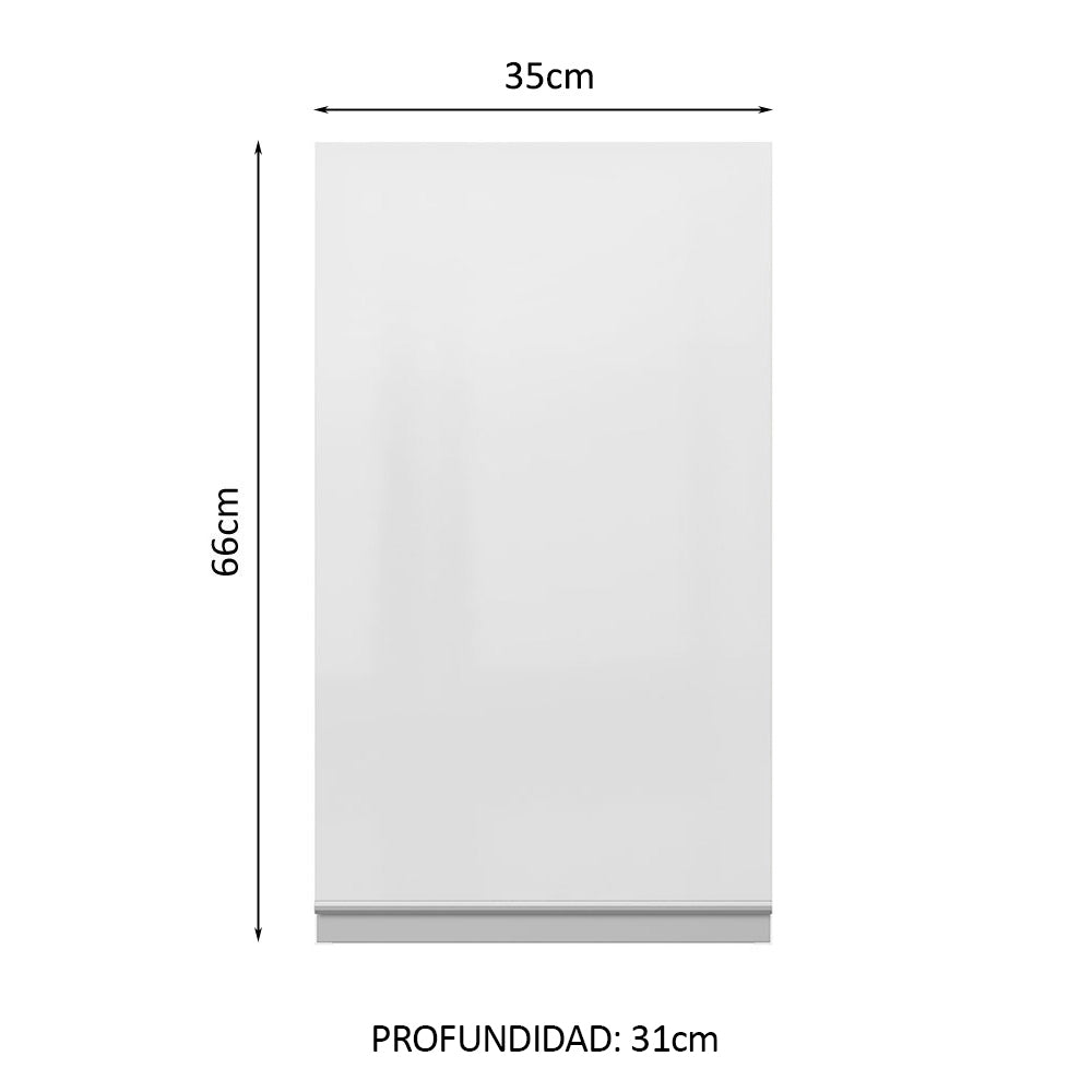 Alacena Cocina 100% MDF 35 cm 1 Puerta Blanco Brillante Acordes Madesa