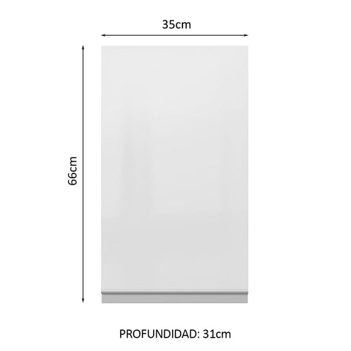 Alacena 35 cm 1 Puerta 100% MDF Brillante Blanco Acordes Madesa