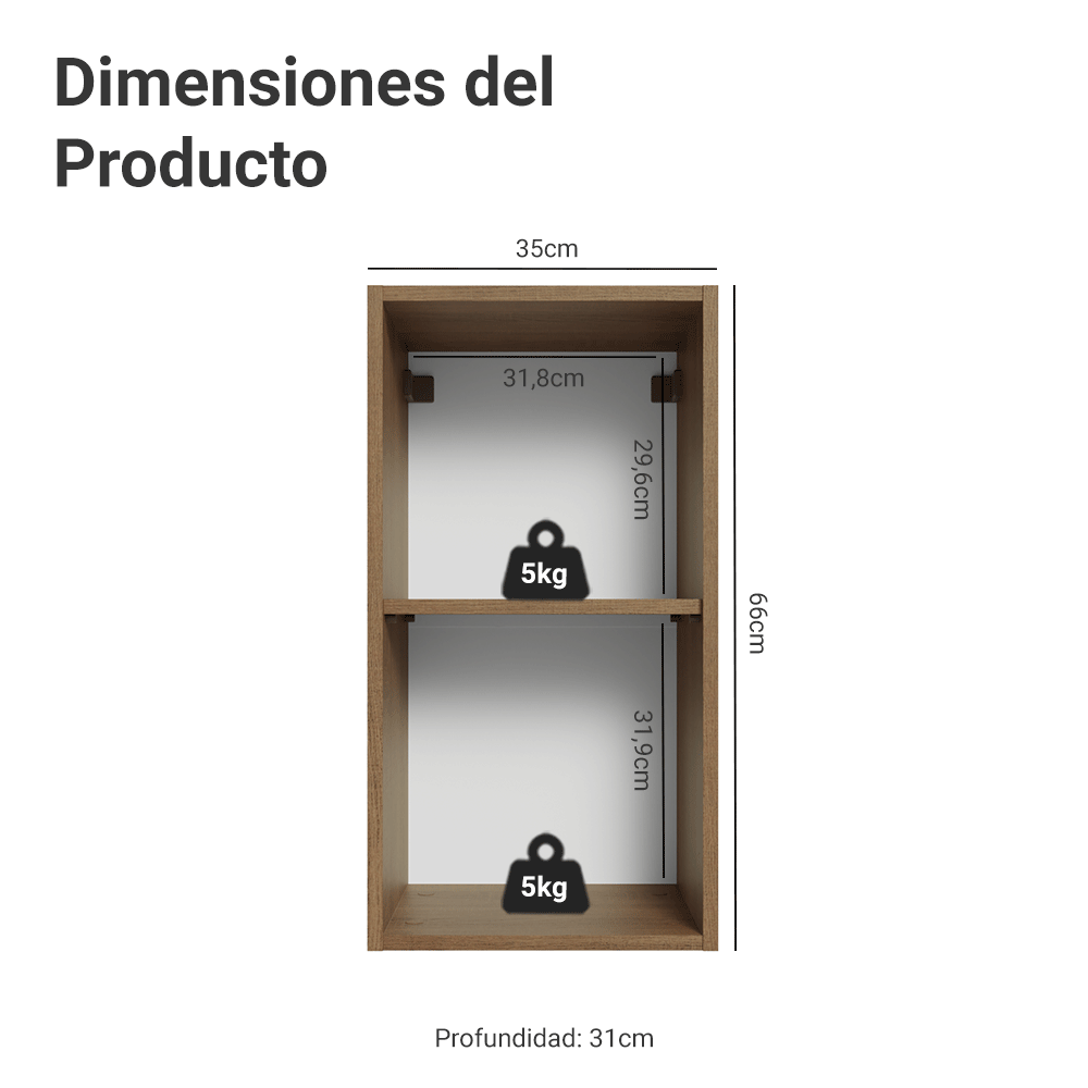Alacena 35 cm 1 Puerta Marrón/Blanco Vik Madesa