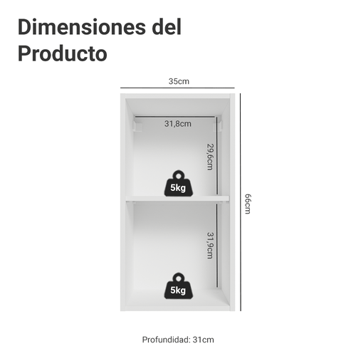 Alacena 35 cm 1 Puerta Blanco/Azul Vik Madesa