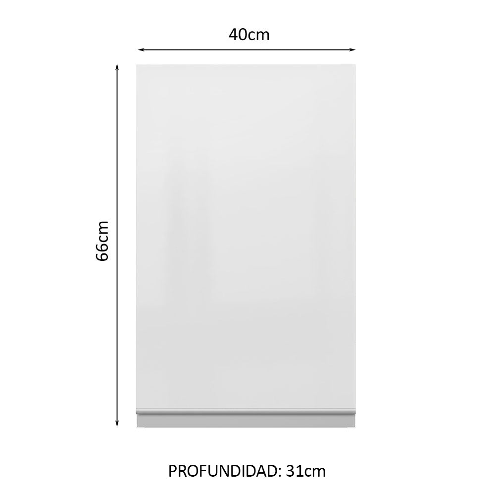 Alacena Cocina 100% MDF 40 cm 1 Puerta Blanco Brillante Acordes Madesa