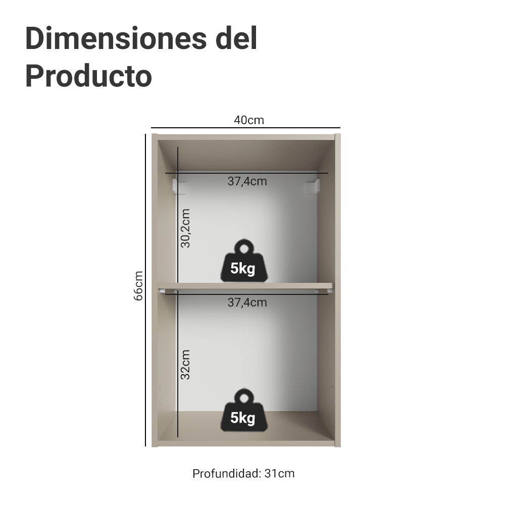 Alacena 40 cm 1 Puerta Nice Crema