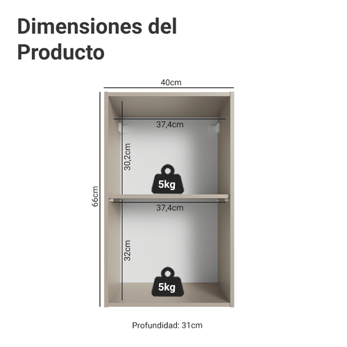 Alacena 40 cm 1 Puerta Crema Nice Madesa