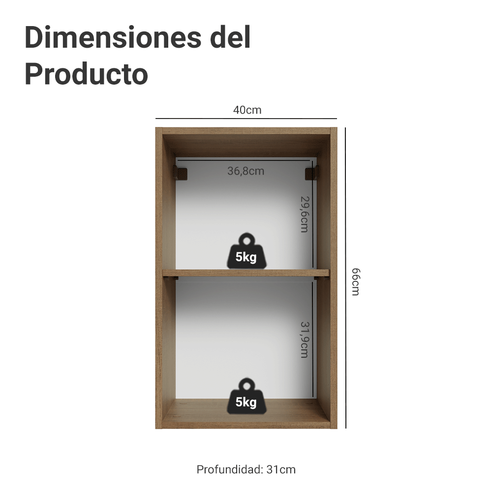 Alacena 40 cm 1 Puerta Marrón/Gris Vik Madesa