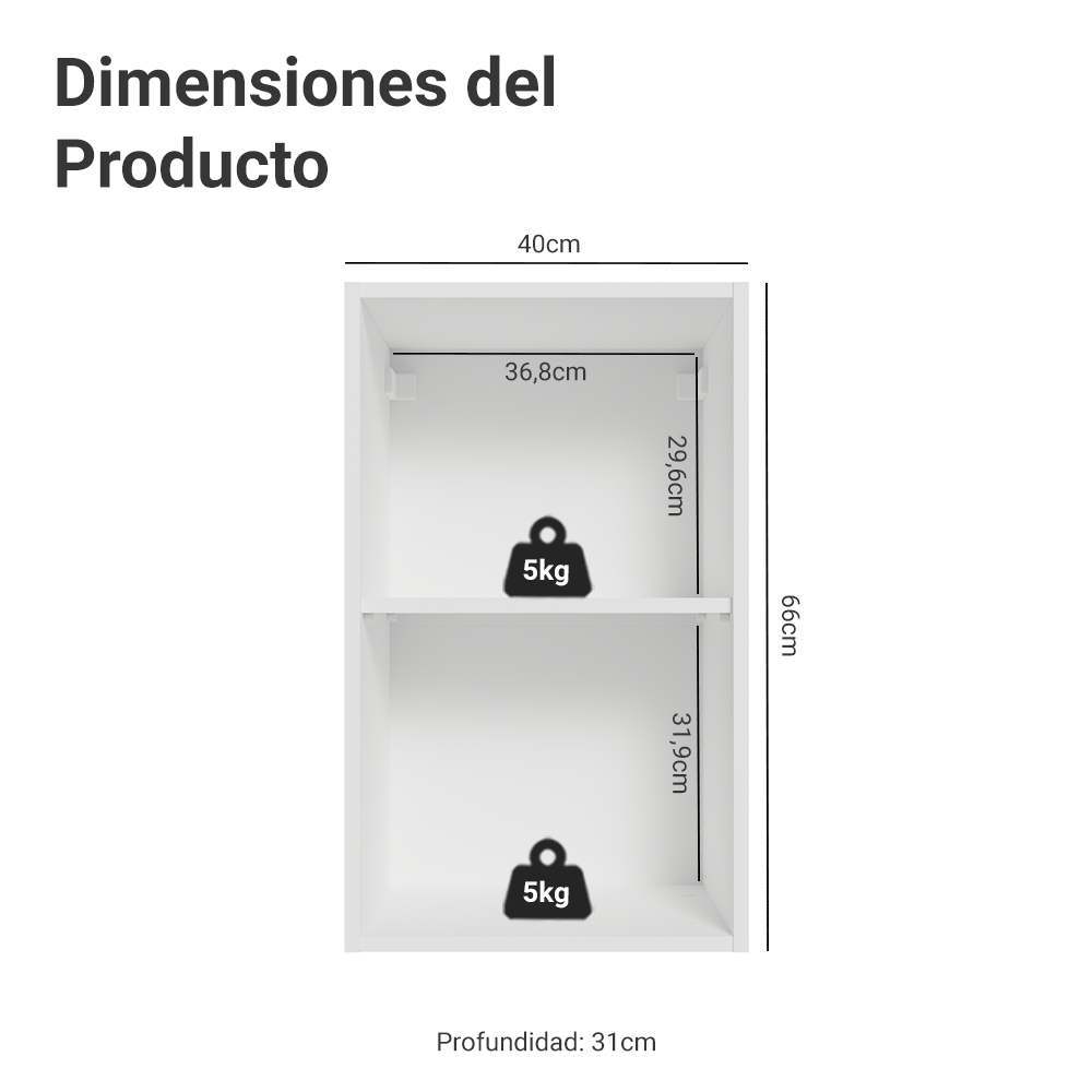 Alacena 40 cm 1 Puerta Blanco/Azul Vik Madesa