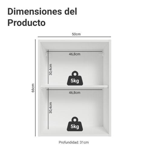 Alacena 50 cm 1 Puerta Blanco Vik Madesa