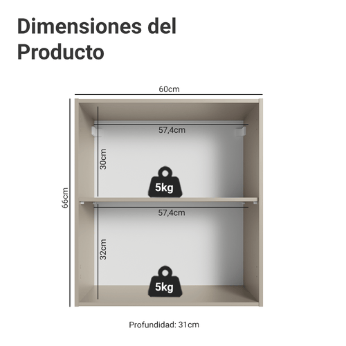 Alacena 60 cm 1 Puerta Crema Nice Madesa