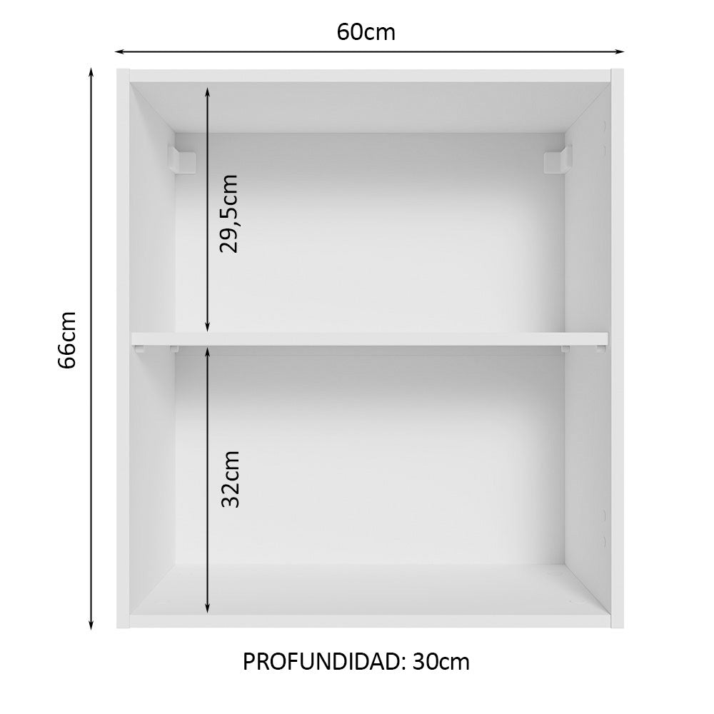 Alacena 60 cm con 2 nichos abiertos Blanco Línea Estándar Madesa