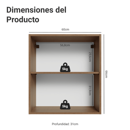 Alacena 60 cm 1 Puerta Marrón/Crema Vik Madesa