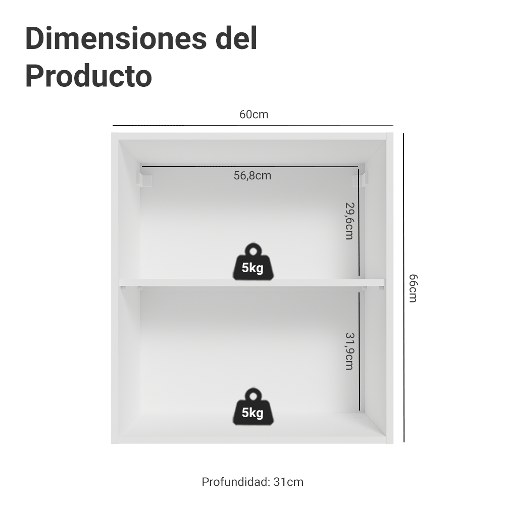 Alacena 60 cm 1 Puerta Blanco/Gris Vik Madesa