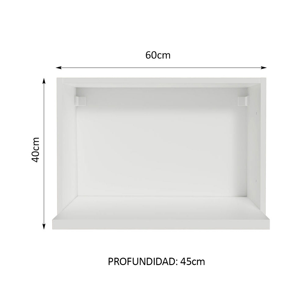 Alacena Cocina 100% MDF 60 cm con Nicho para Microondas e Horno Blanco Acordes Madesa