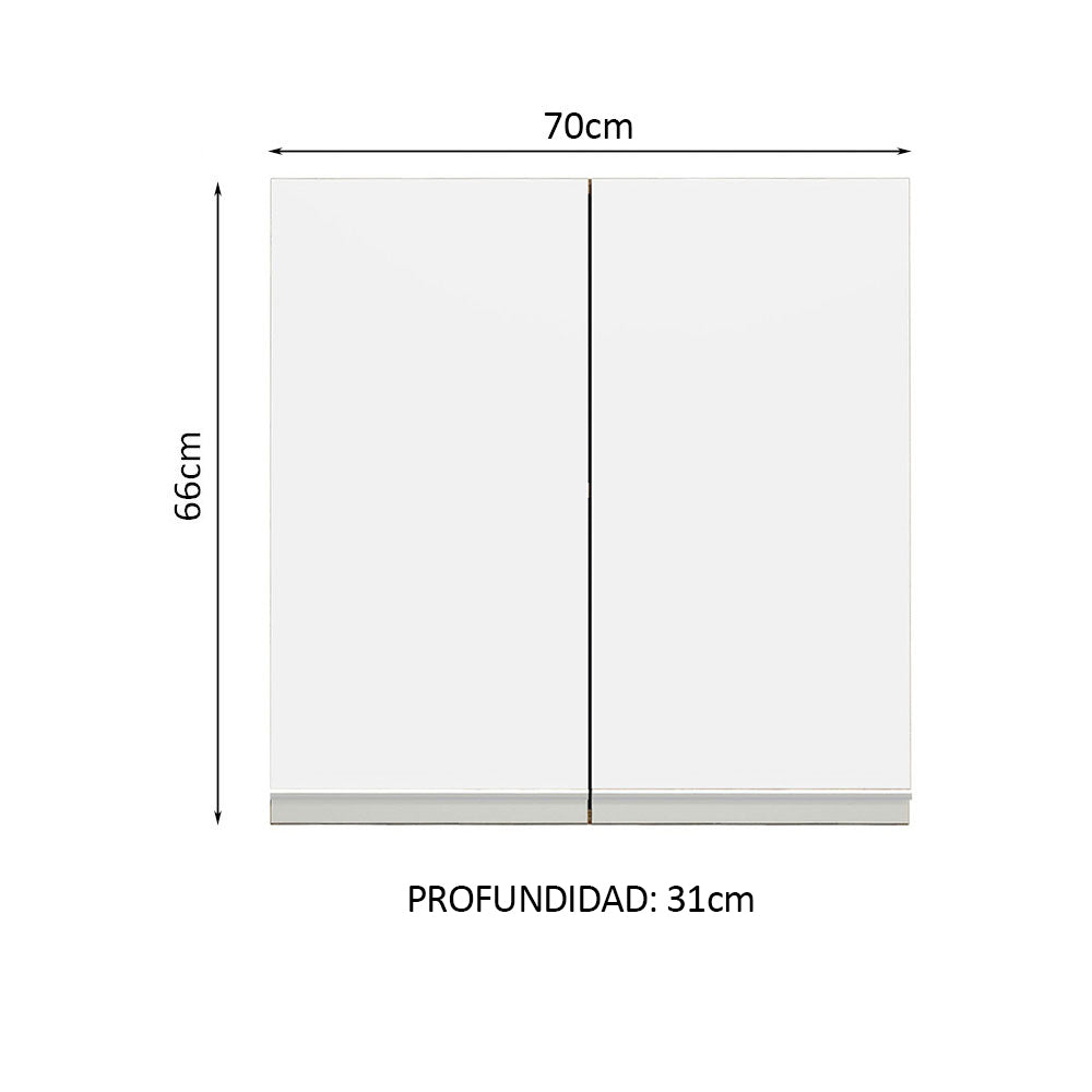 Alacena 70 cm 2 Puertas Marrón/Blanco Glamy Madesa