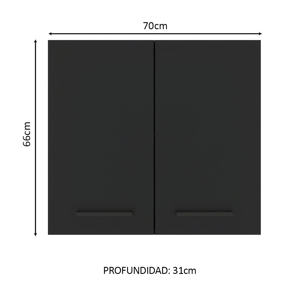 Alacena Cocina 70 cm 2 Puertas Blanco/Negro Agata Madesa
