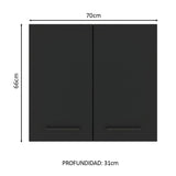 Alacena Cocina 70 cm 2 Puertas Blanco/Negro Agata Madesa