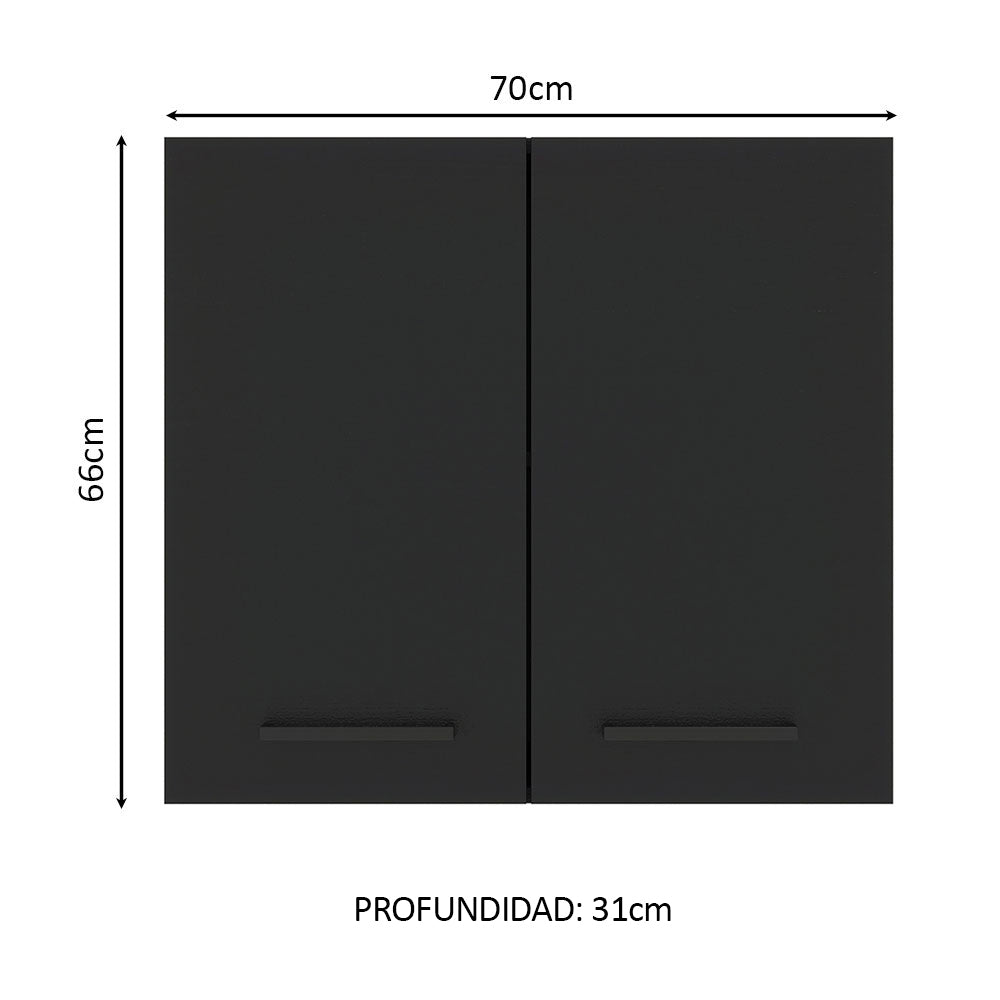 Alacena Cocina 70 cm 2 Puertas Marrón/Negro Agata Madesa