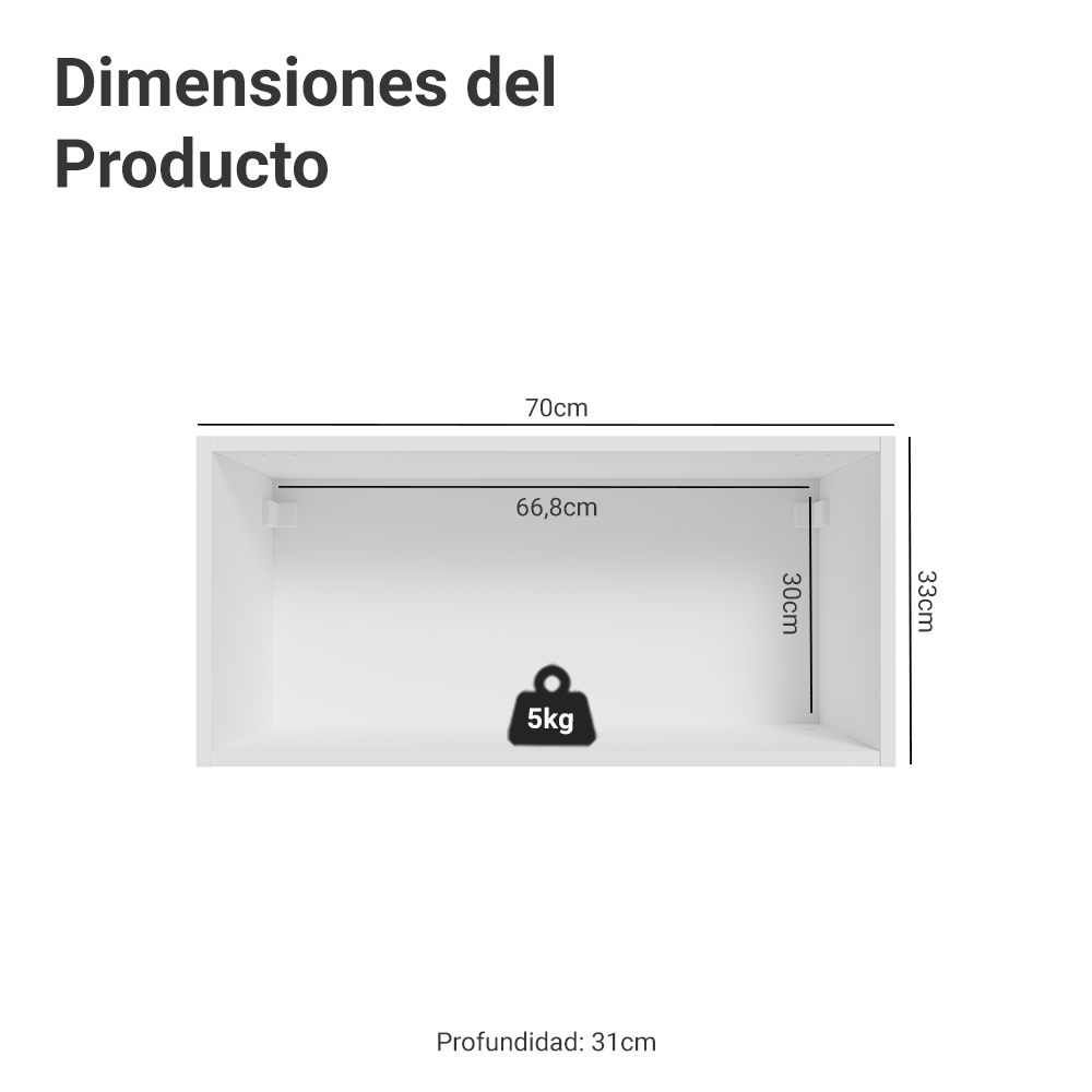 Alacena Cocina 70 cm 1 Pueta Abatible Blanco/Crema Vik Madesa