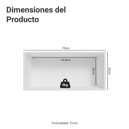 Alacena 70 cm 1 Puerta Abatible Blanco/Crema Vik Madesa