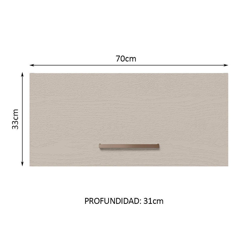 Alacena 70 cm 1 Puerta Rebatible Marrón/Crema Agata Madesa