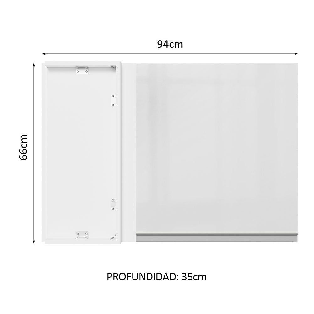 Alacena Cocina Esquinera 100% MDF 1 Puerta Blanco Brillante Acordes Madesa