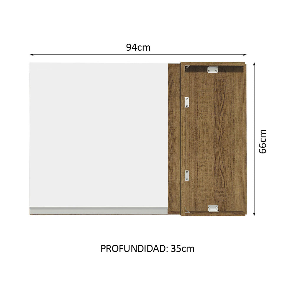 Alacena de Esquina Madesa Glamy 1 Puerta Marrón/Blanco