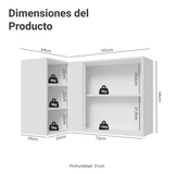 Alacena Cocina Esquinera Para Línea 60 cm de Profundidad Blanco/Crema Vik Madesa