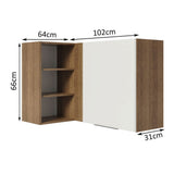 Alacena Cocina Esquinera 1 Puerta para línea de 60 cm de Profundidad Marrón/Blanco Stella Madesa