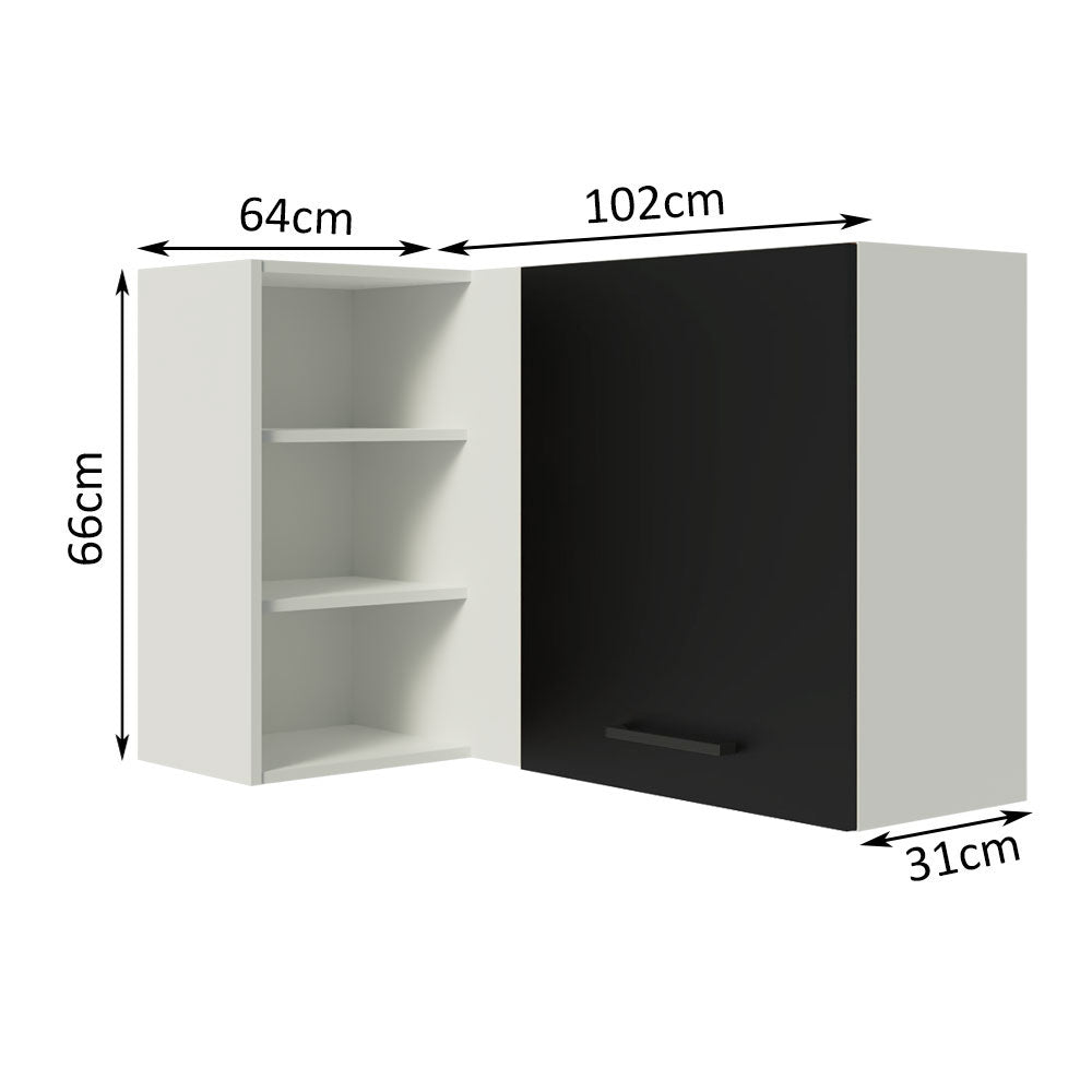 Alacena Cocina Esquinera 1 Puerta para línea de 60 cm de Profundidad Blanco/Negro Agata Madesa