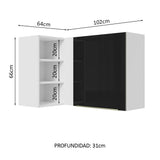 Alacena 102 cm 1 Puerta Lux Blanco/Negro