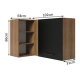 Alacena Cocina Esquinera 1 Puerta para línea de 60 cm de Profundidad Marrón/Negro Agata Madesa