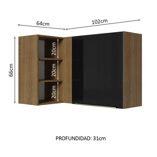 Alacena 102 cm 1 Puerta Marrón/Negro Lux Madesa