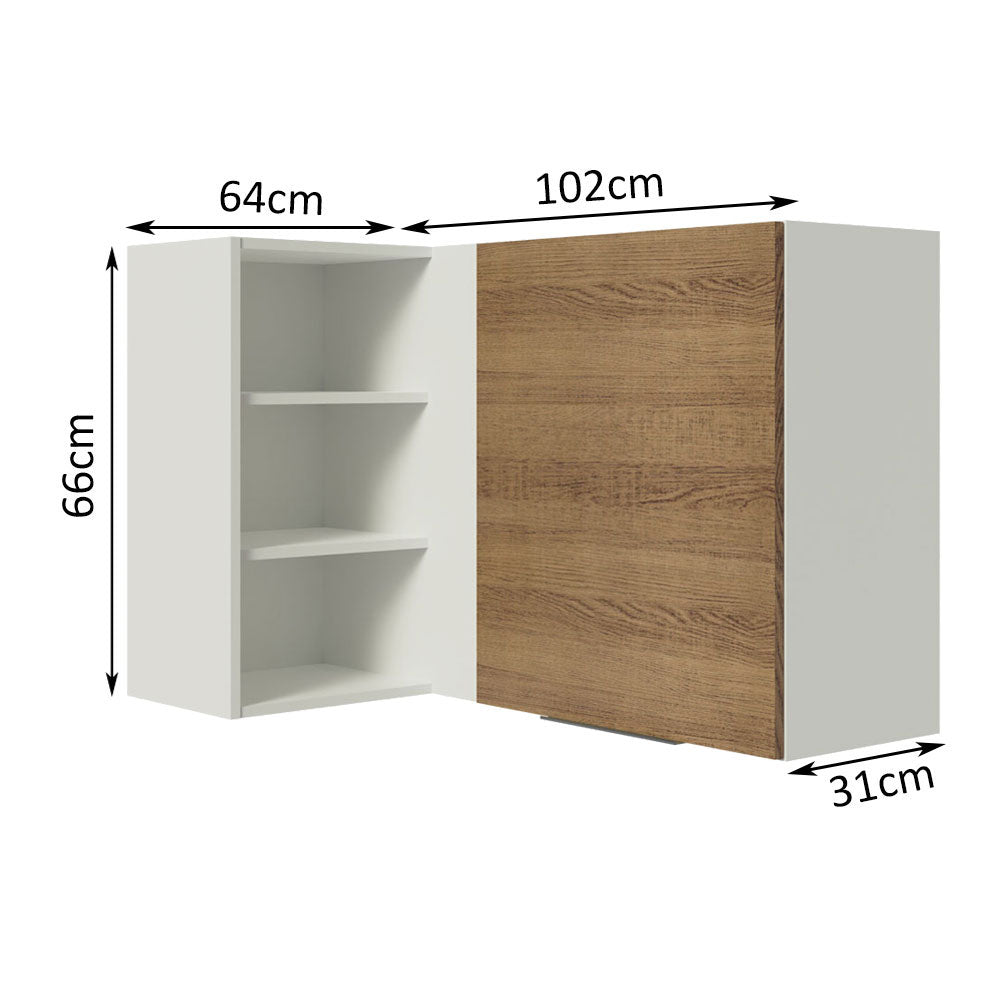 Alacena Cocina Esquinera 1 Puerta para línea de 60 cm de Profundidad Blanco/Marrón Stella Madesa
