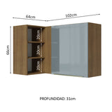 Alacena 102 cm 1 Puerta Lux Marrón/Gris