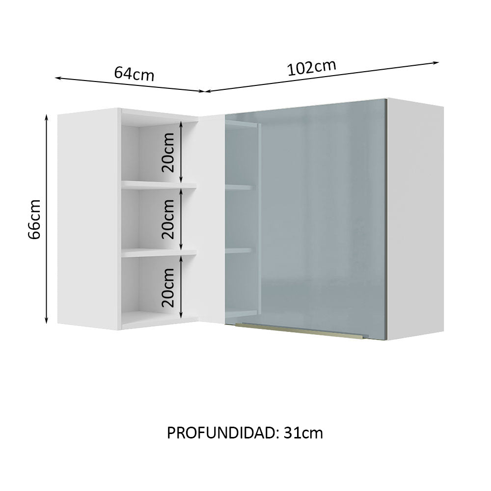 Alacena 102 cm 1 Puerta Lux Blanco/Gris
