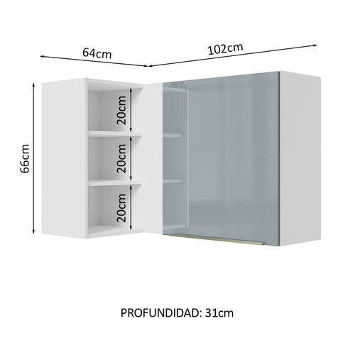 Alacena 102 cm 1 Puerta Blanco/Gris Lux Madesa