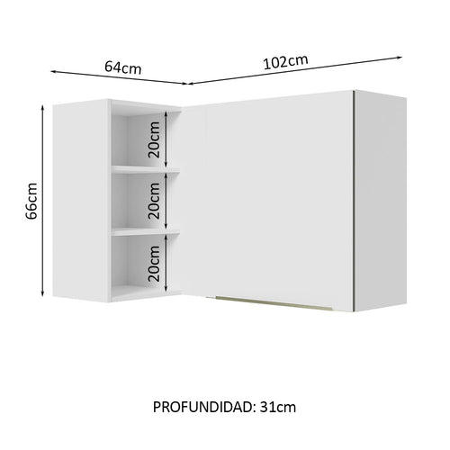 Alacena 102 cm 1 Puerta Blanco/Blanco Lux Madesa