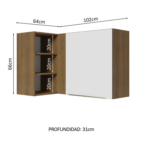 Alacena 102 cm 1 Puerta Marrón/Blanco Lux Madesa